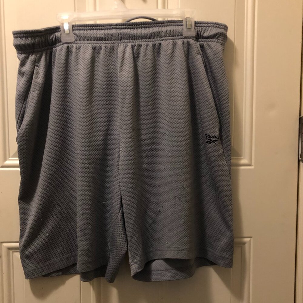 Reebok Men's Gray Mesh Athletic Basketball Gym Shorts